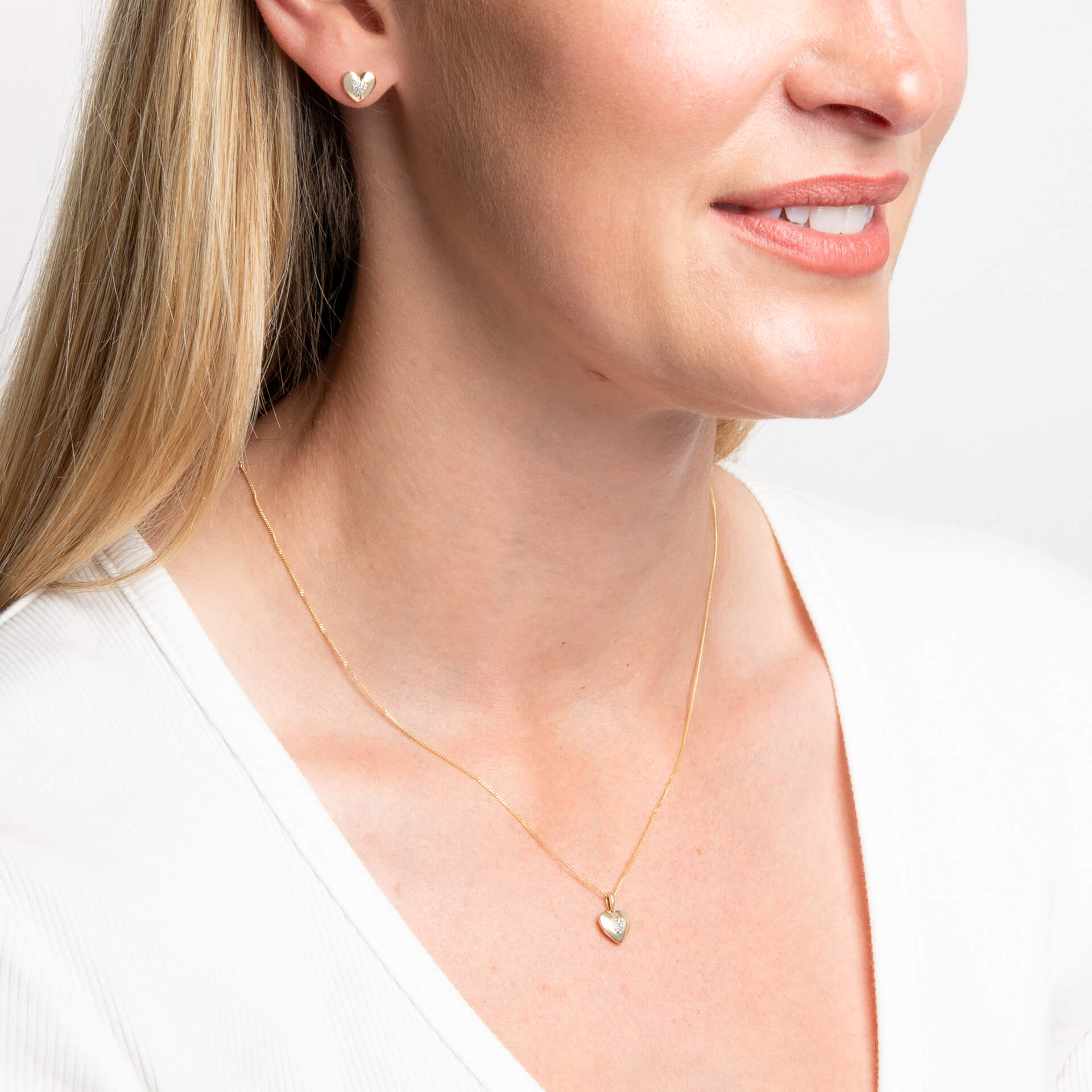 Elements Gold Pavé Diamond Heart Earrings