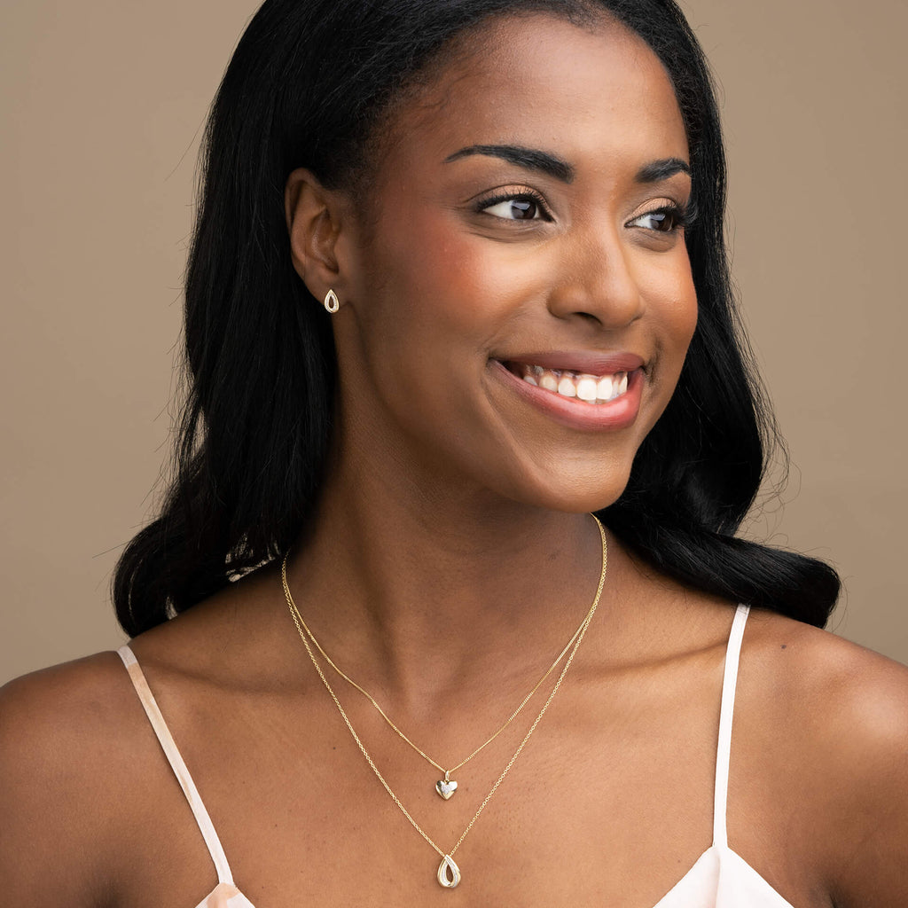 Elements Gold Cut Out Diamond Teardrop Earrings