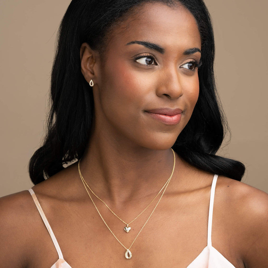 Elements Gold Cut Out Diamond Teardrop Pendant