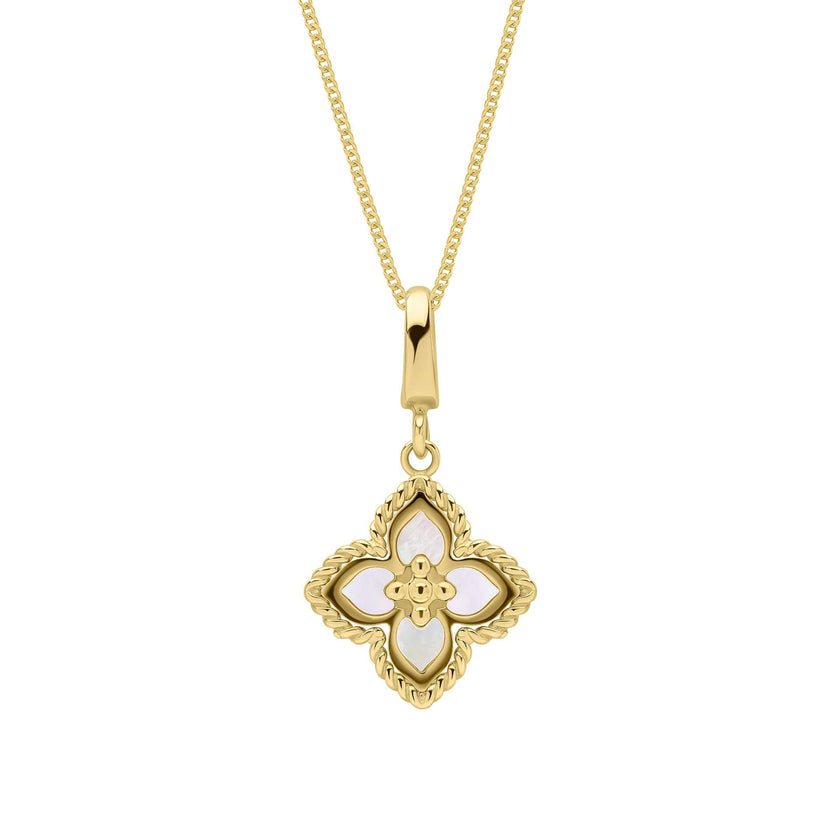 Elements Gold Mother of Pearl Flower Pendant