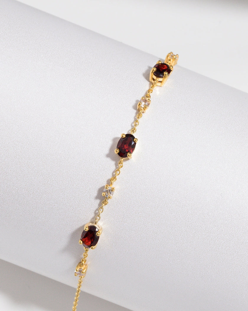 Garnet Bracelet and Earrings Set in 18k Gold Vermeil