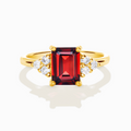 Garnet Emerald Cut Ring in 18k Gold Vermeil