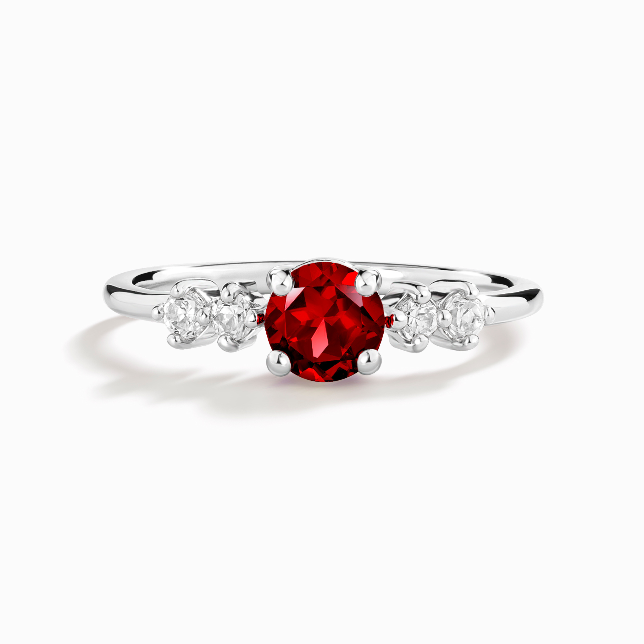 Granaat Vijfsteen Ring in Sterling Zilver