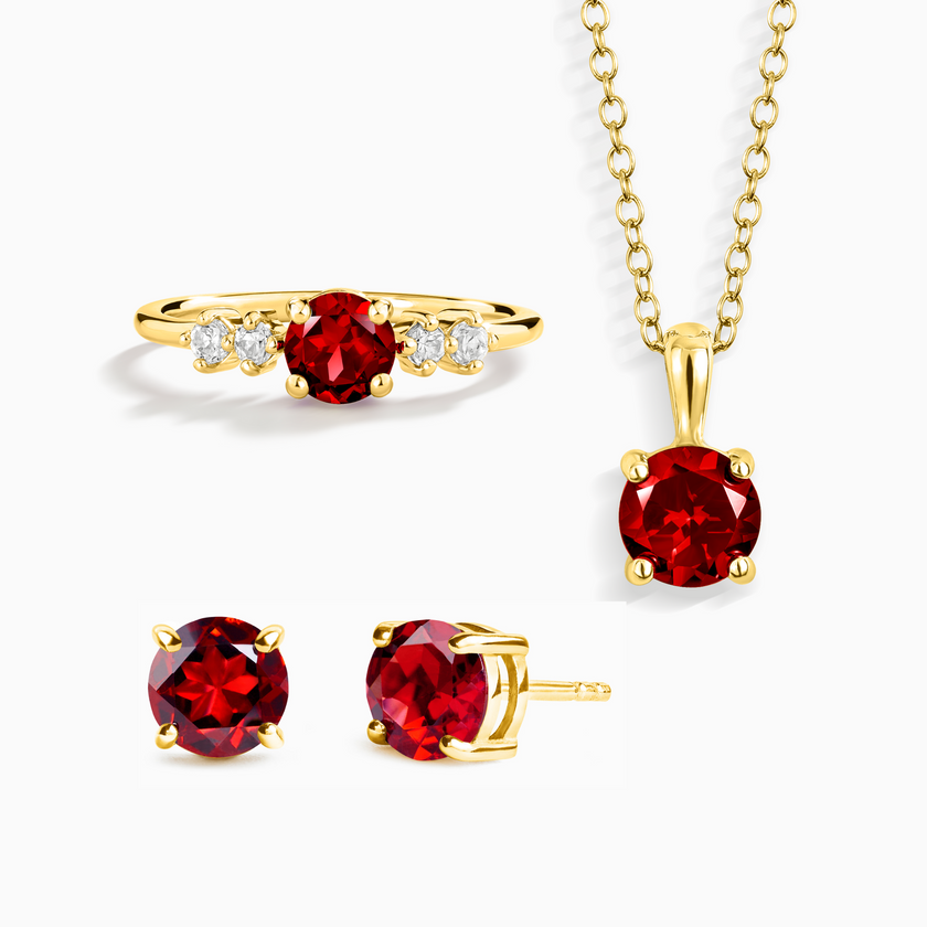 Garnet Everyday Jewellery Gift Set in 18k Gold Vermeil