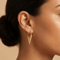 Solid Gold Earrings – Geometric V Shaped Hoop | Gold | Majestic Jewellery