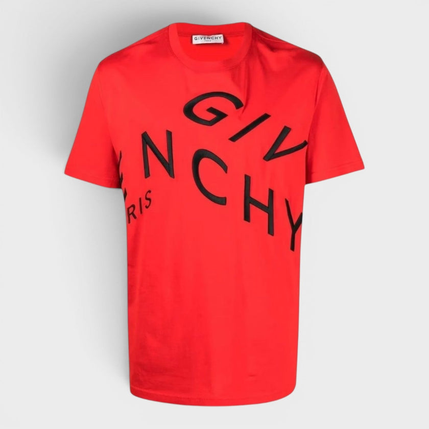 Oversized T-Shirt Refracted Embroidery Red Black