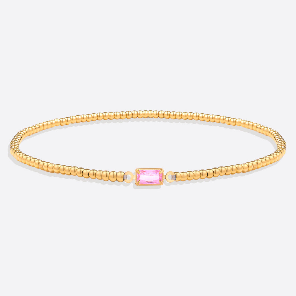 Gold Beaded Birthstone Bracelet