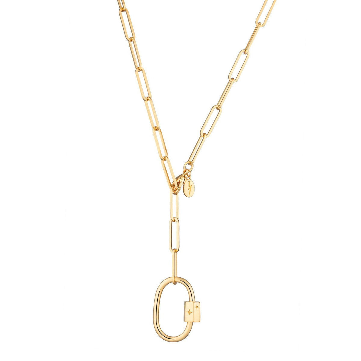 Oval Carabiner Long Link Chain Necklace