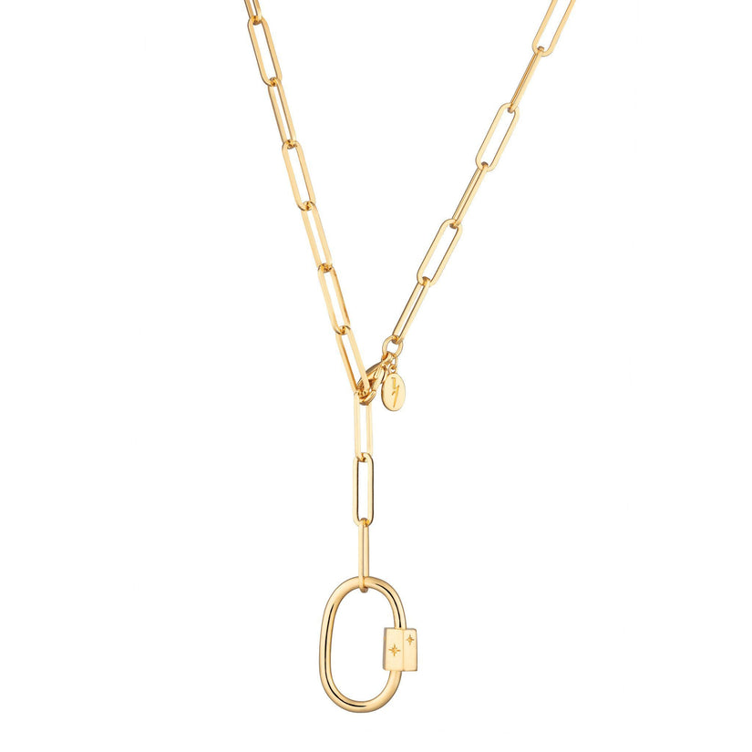 Oval Carabiner Long Link Chain Necklace
