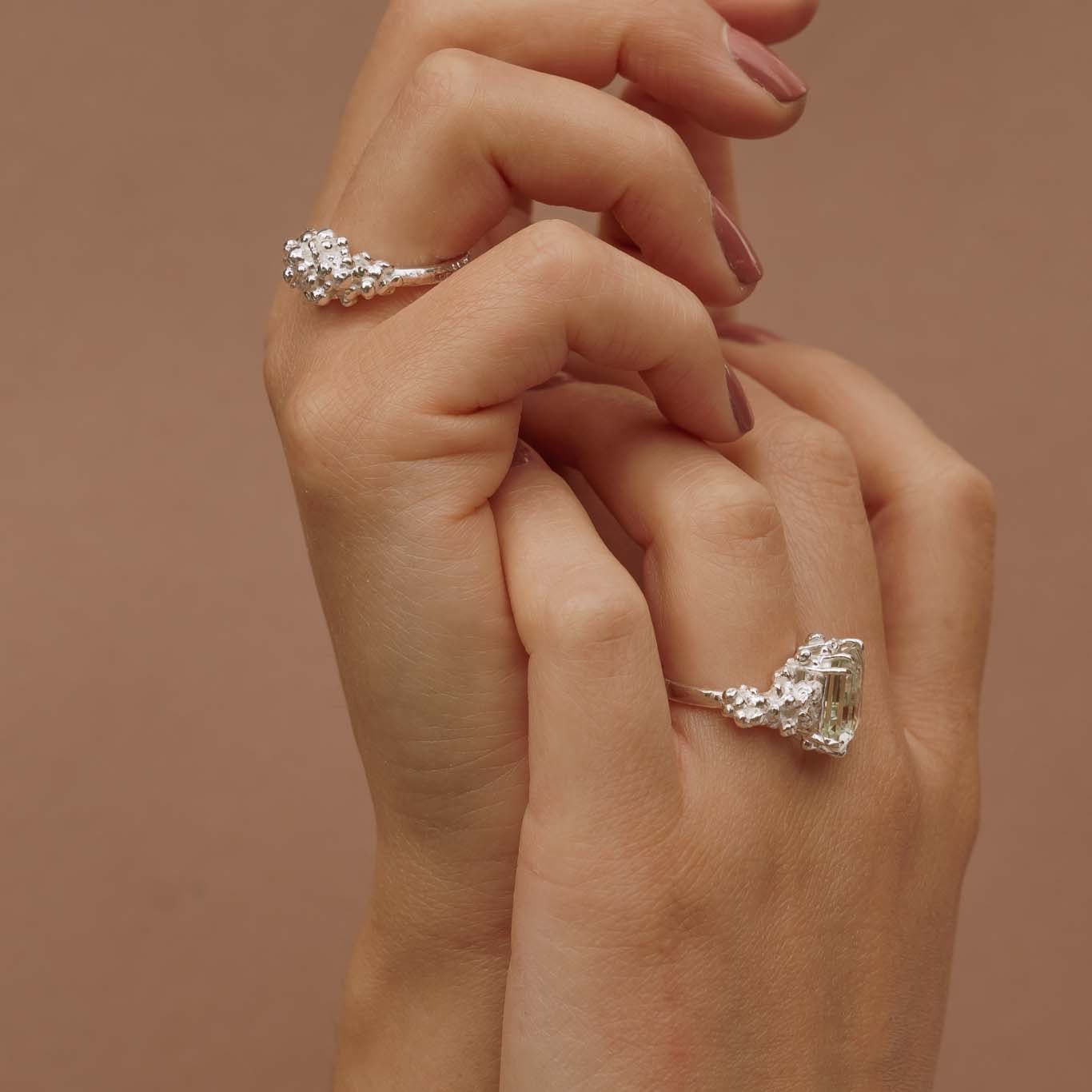 Zilveren Statement Ring met Groene Kwarts - Giselle