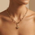 Solid Gold Necklace – Golden Heart Link Chain | Gold | Majestic Jewellery
