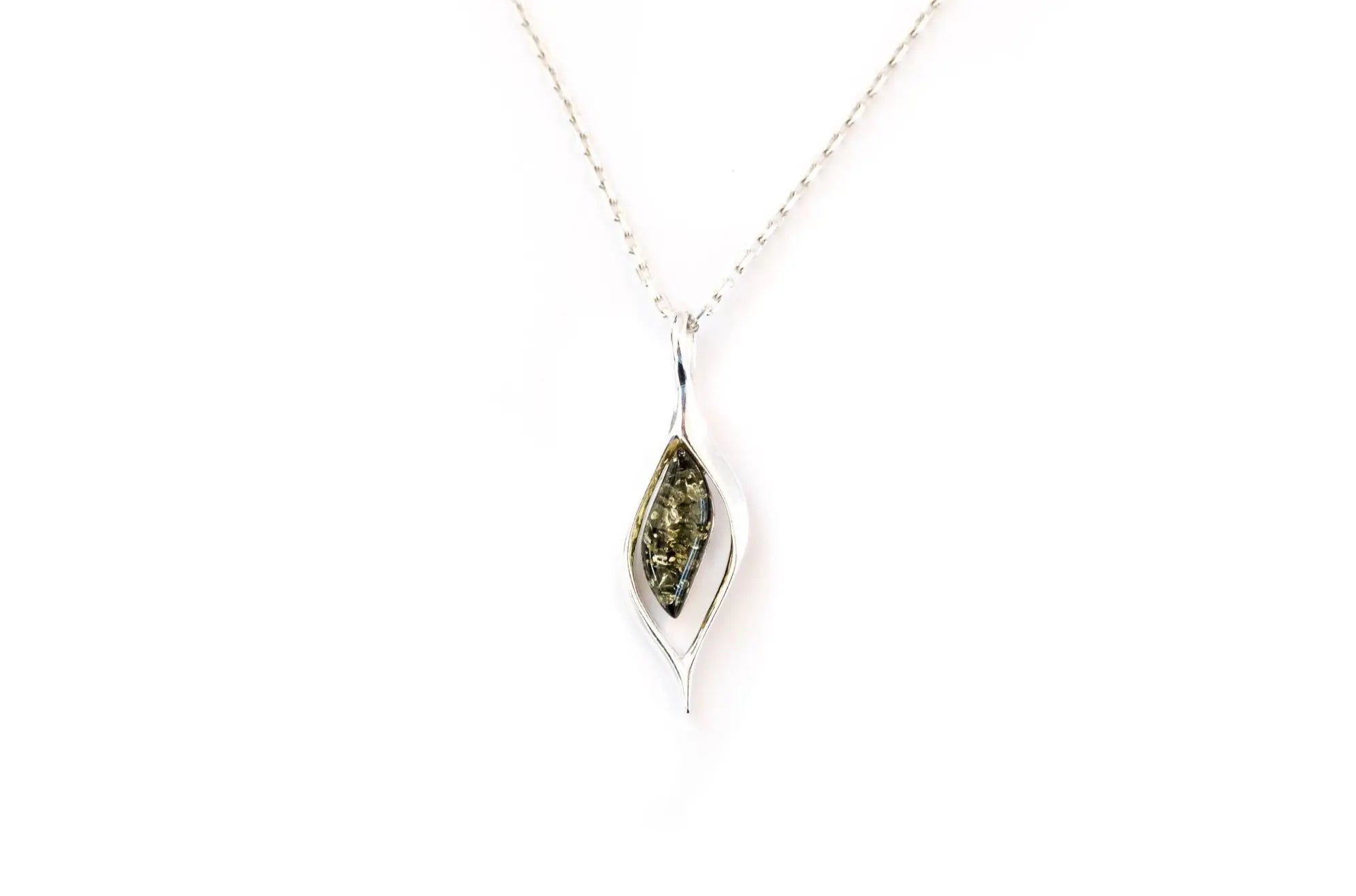 Green Amber Droplet Pendant