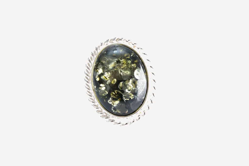 Groene Amber Kwintessens Statement Ring
