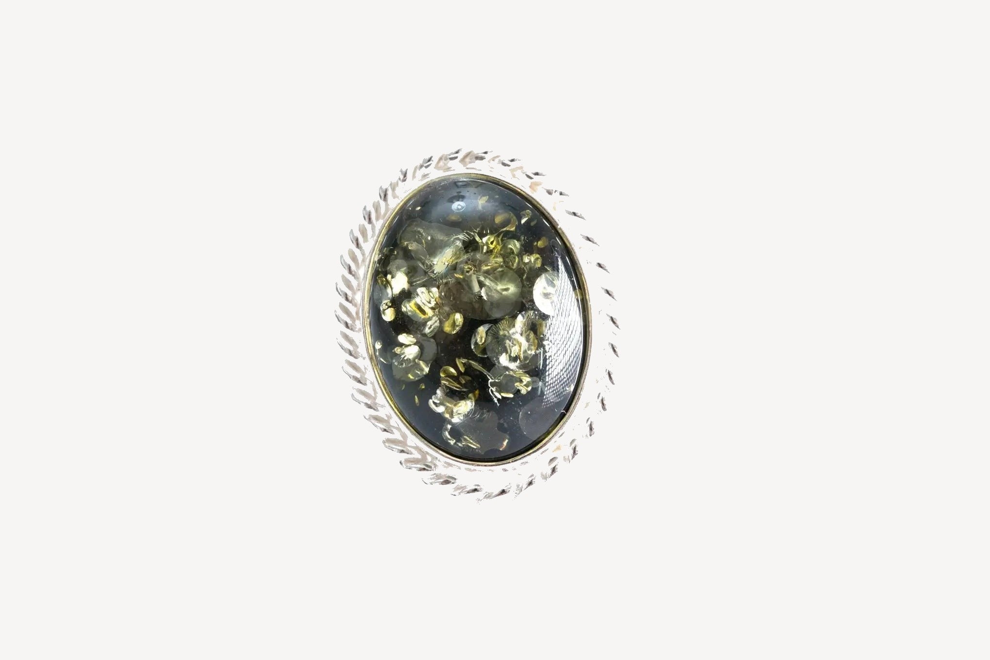 Groene Amber Kwintessens Statement Ring
