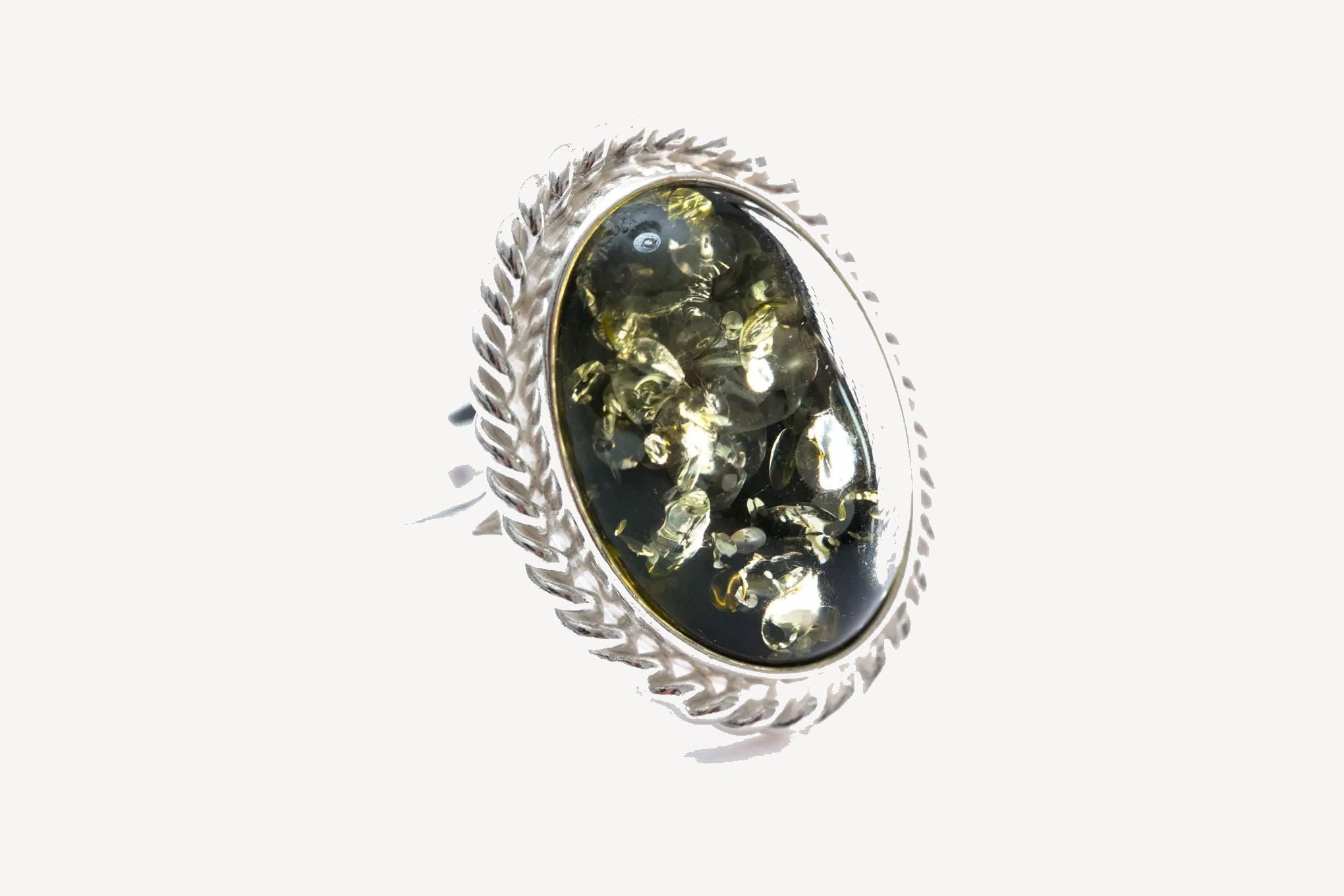 Groene Amber Kwintessens Statement Ring