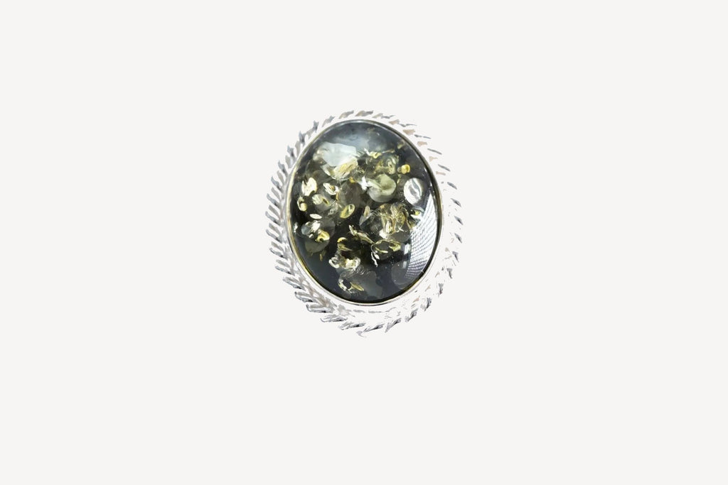 Groene Amber Kwintessens Statement Ring
