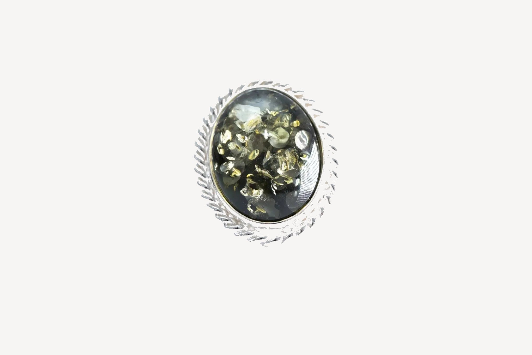 Groene Amber Kwintessens Statement Ring