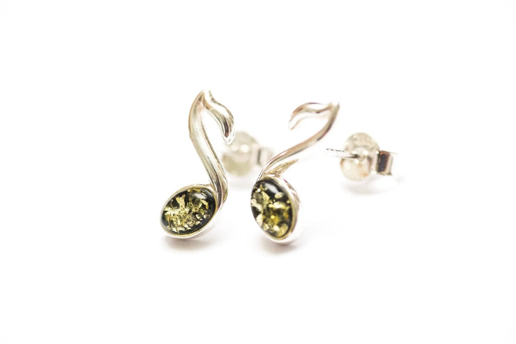 Green Music Note Stud Earrings