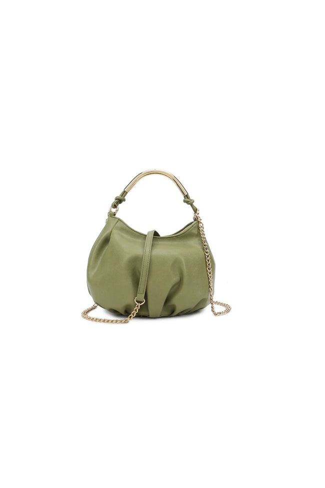 Sac à main vert en similicuir avec poignée supérieure et détail noué