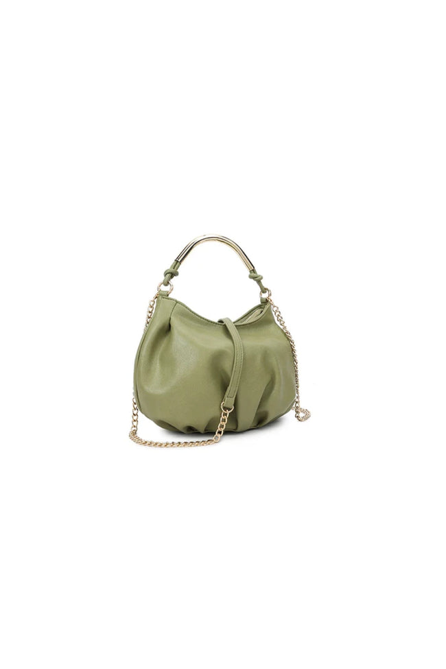 Sac à main vert en similicuir avec poignée supérieure et détail noué