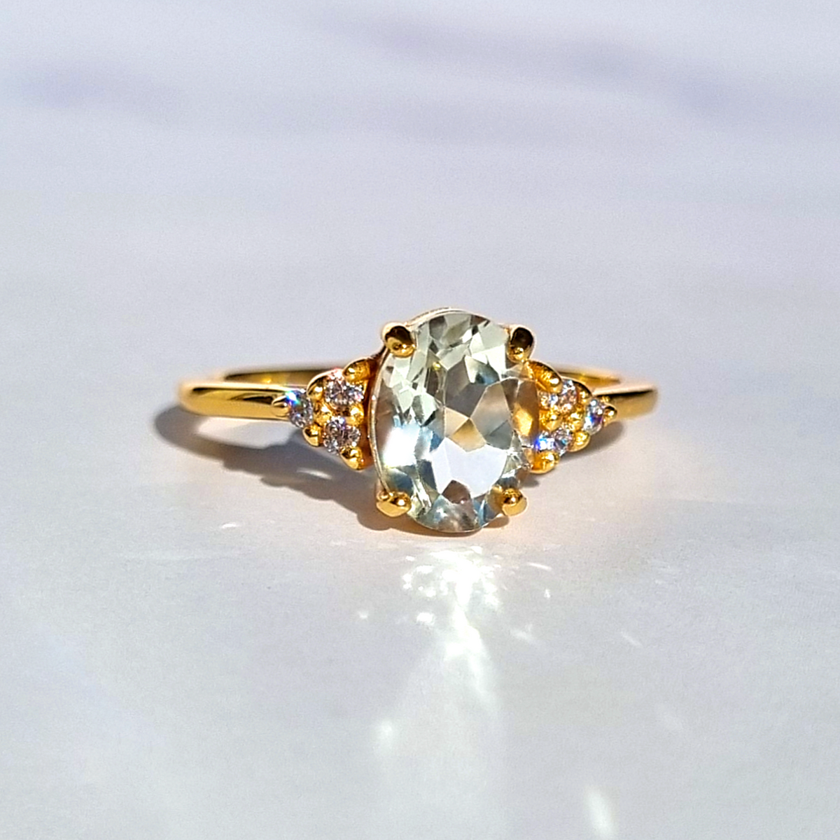 Groene Amethist Ring in 18k Goud Vermeil