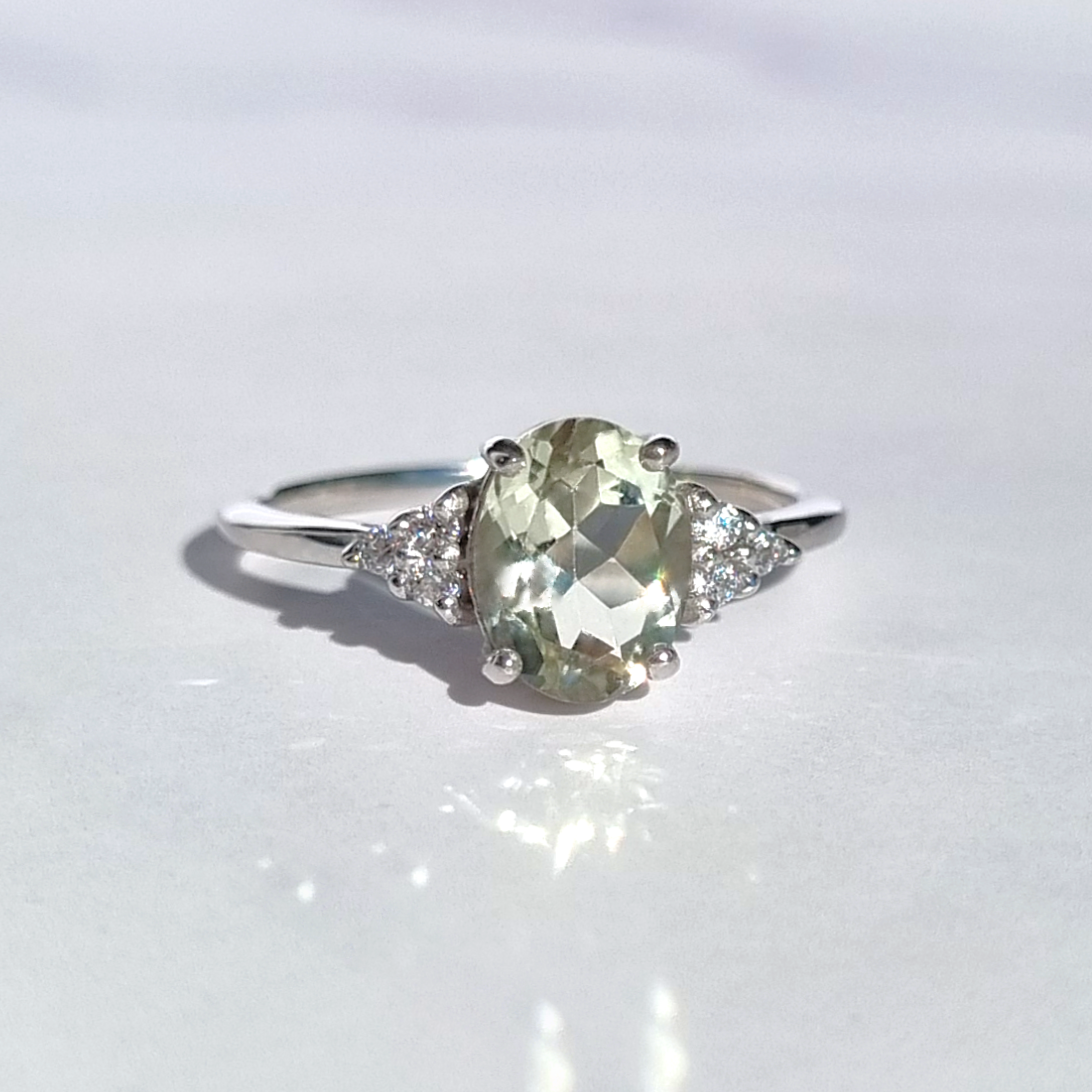 Groene Amethist Ring in Sterling Zilver