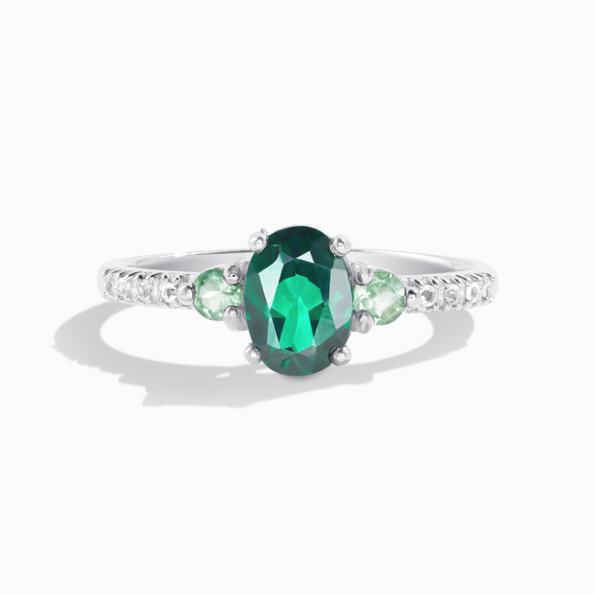 Green Topaz and Green Tourmaline Ring in Sterling Silver