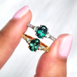 Anello con topazio verde e tormalina verde in argento sterling