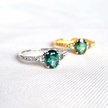 Anello con topazio verde e tormalina verde in argento sterling