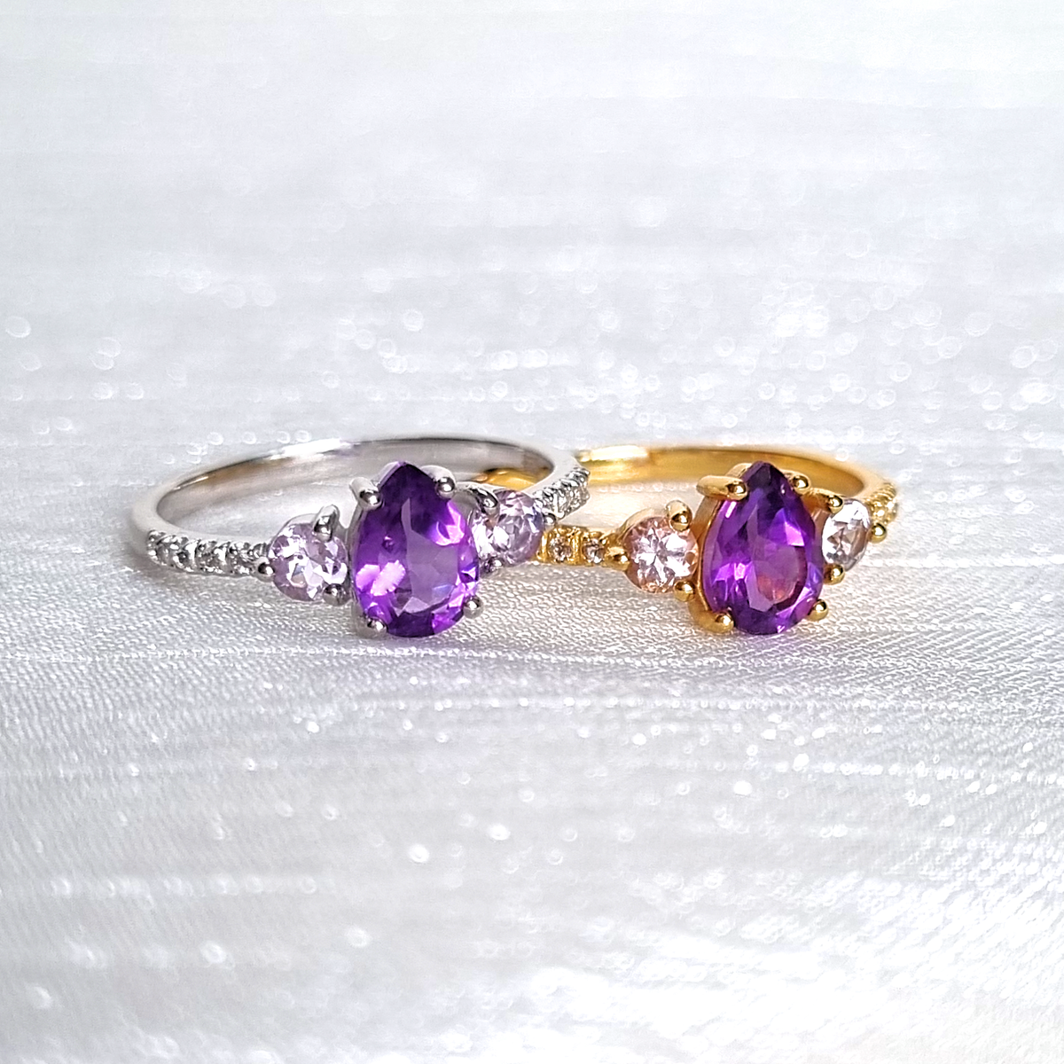 Amethist en Lavendel Amethist Ring in 18k Goud Vermeil