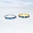 Blauwe Saffier & Blauwe Topaas Half-Eternity Ring in 18K Verguld Zilver