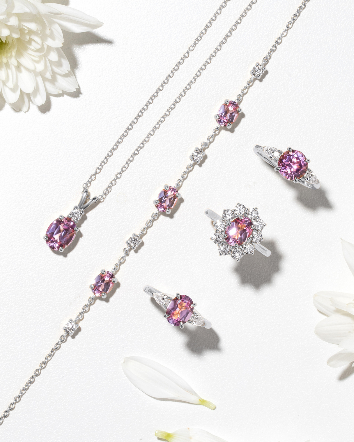 Pink Sapphire Pendant Necklace in Sterling Silver