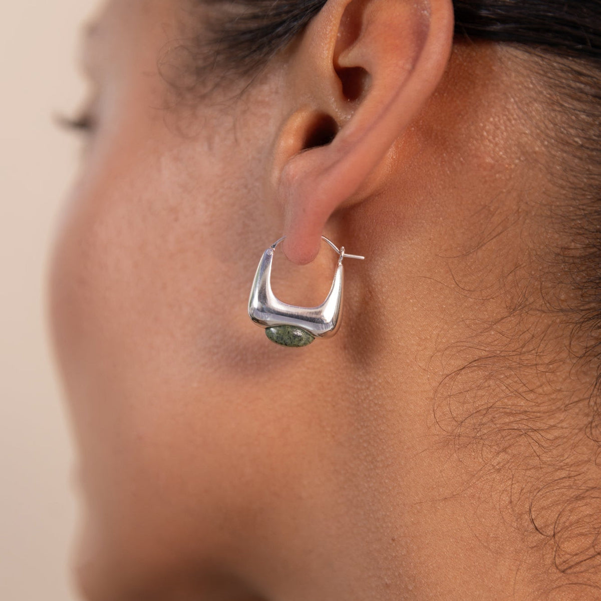 Aurora Hoops Zebra Jasper Silver