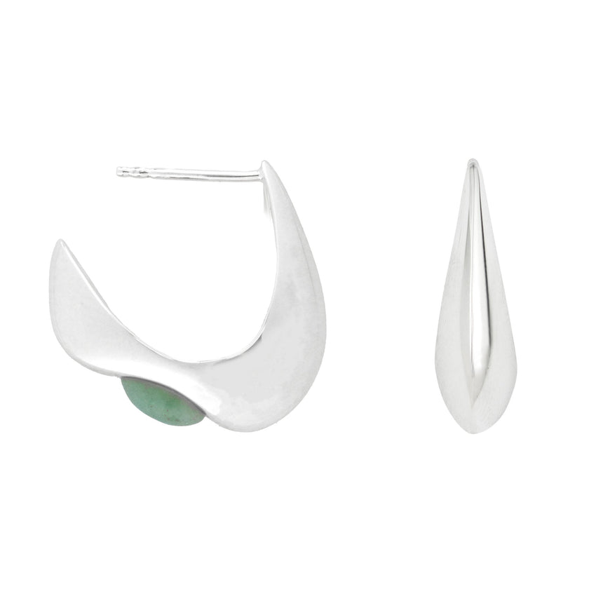 Celeste Crescent Aventurine Hoop Silver