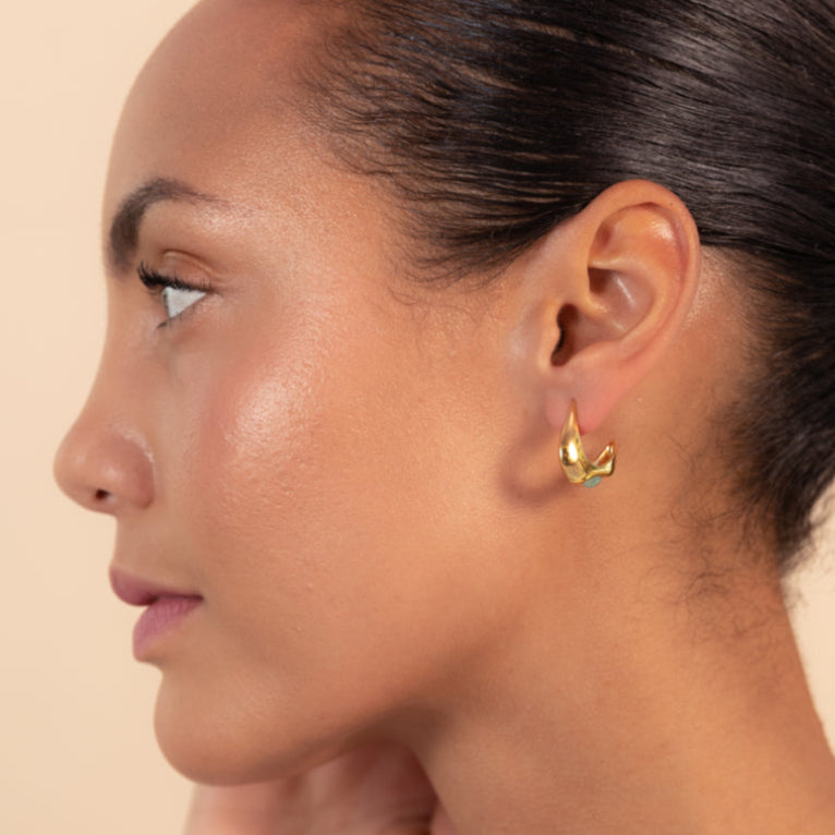 Celeste Crescent Aventurine Hoop Gold