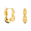 Boucles d'oreilles créoles Gaia Link en jaspe gris sculptural - Or
