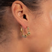 Boucles d'oreilles créoles Gaia Link en jaspe gris sculptural - Or