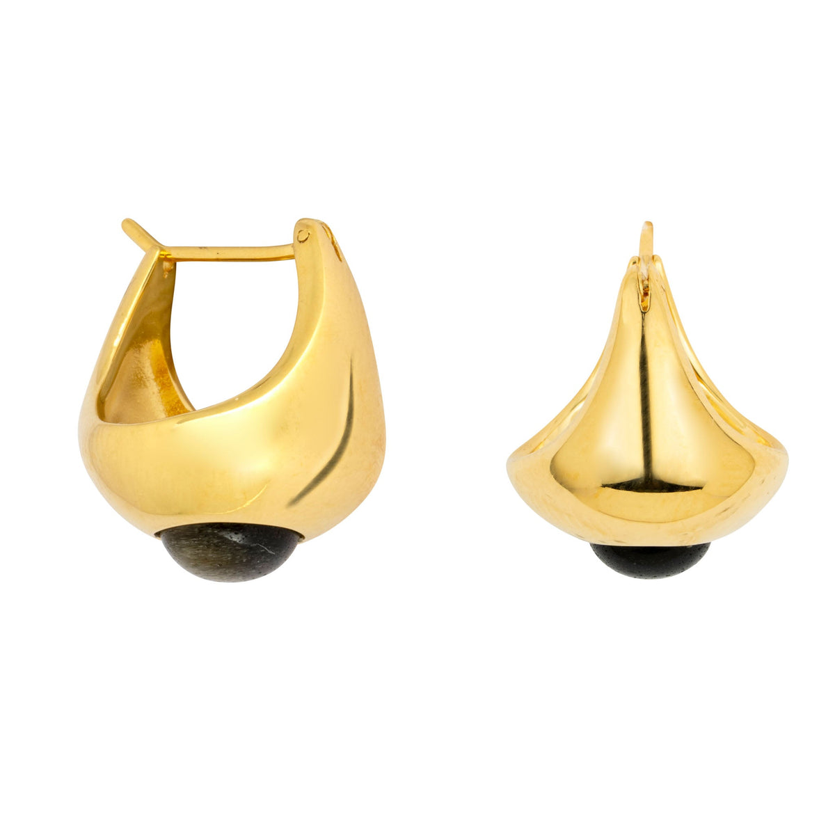 Bold Sol Hoop Earrings with Black Onyx in Gold