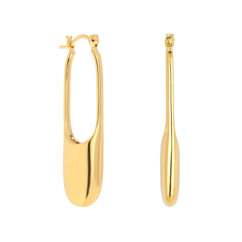 Streamline Long Hoops Minimalist Gold Earrings