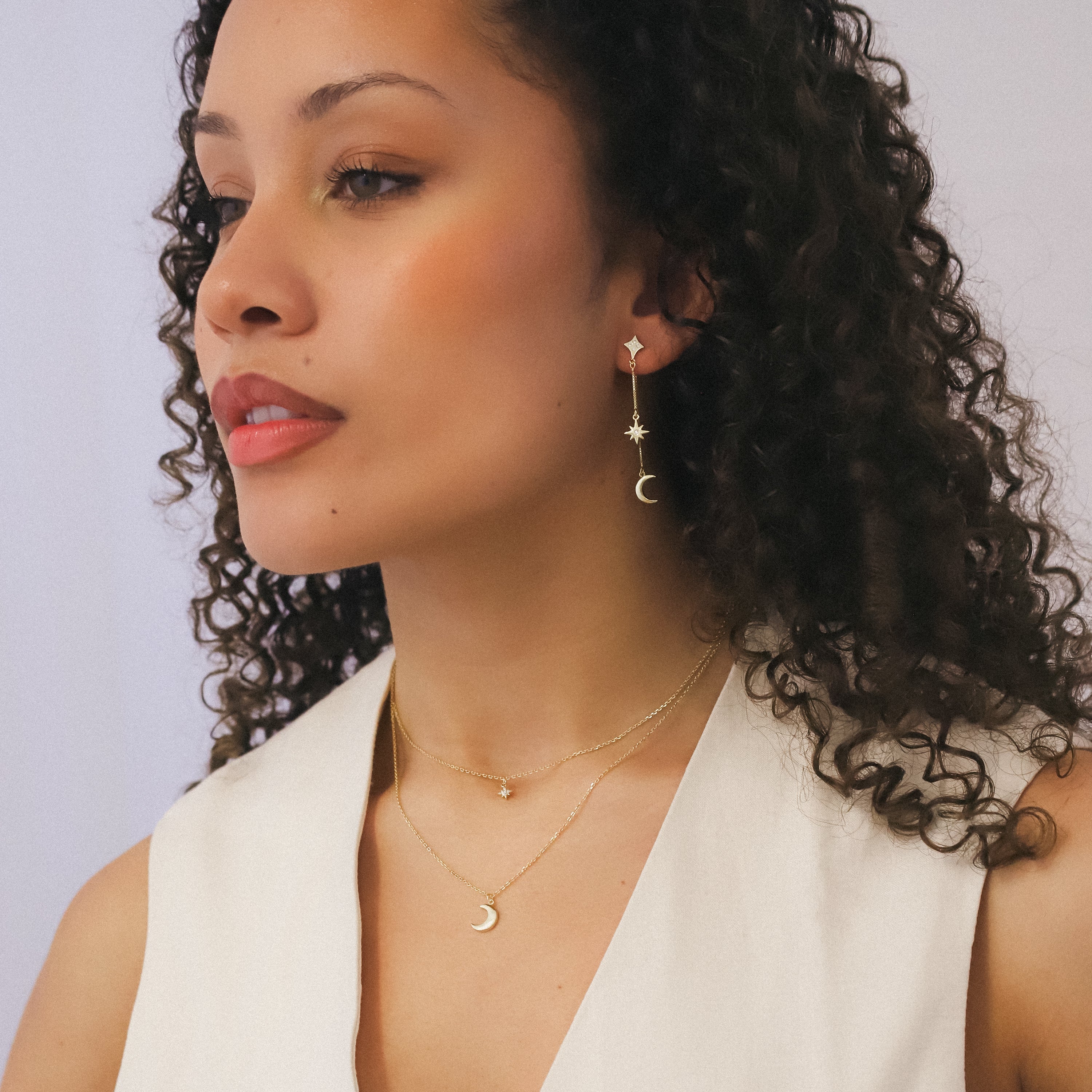 Harper Moon & Star Charm Necklace | 18k Gold Plated
