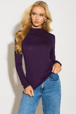Purple Turtleneck Long Sleeve Top