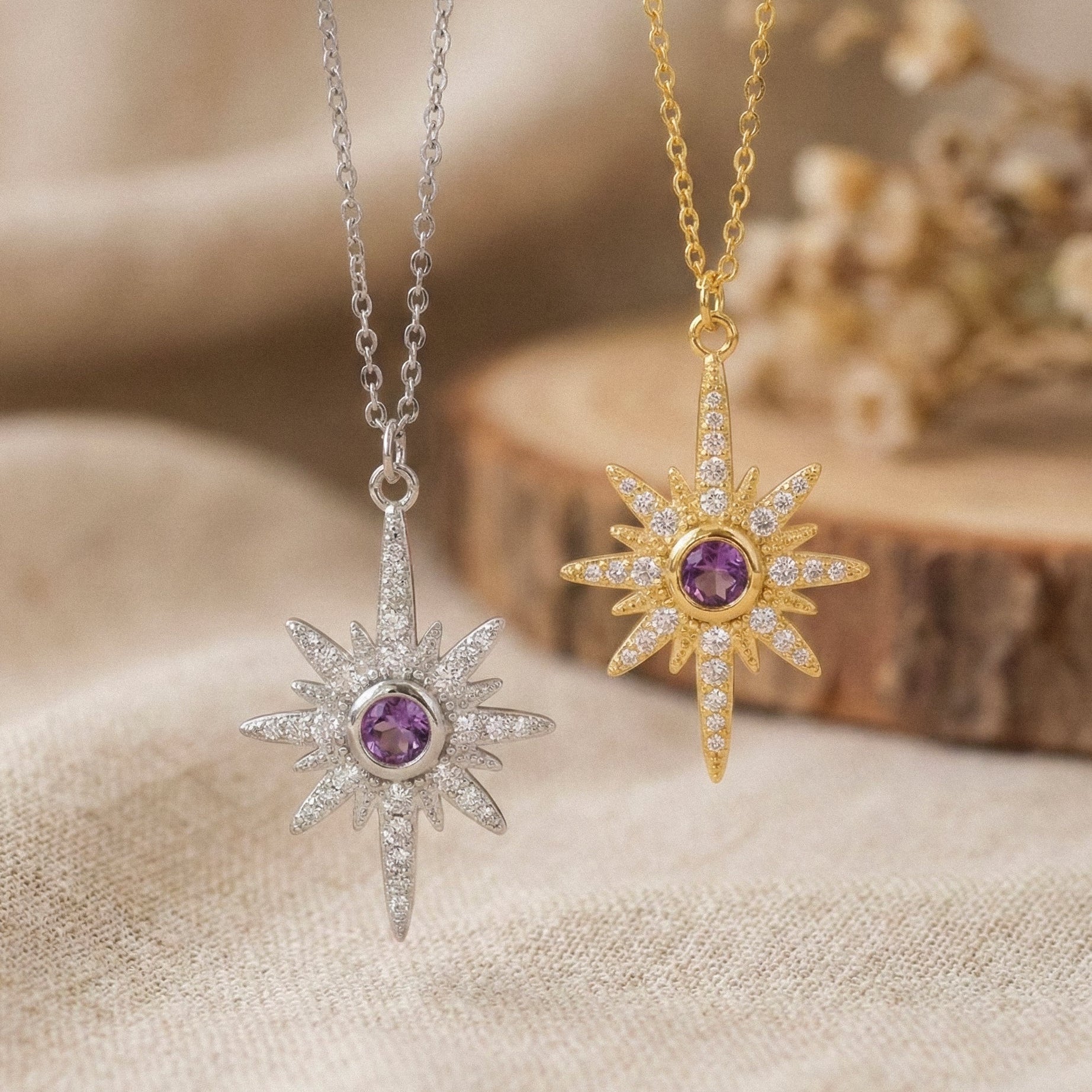 Heidi North Star Birthstone Necklace | 18K Gold Plated