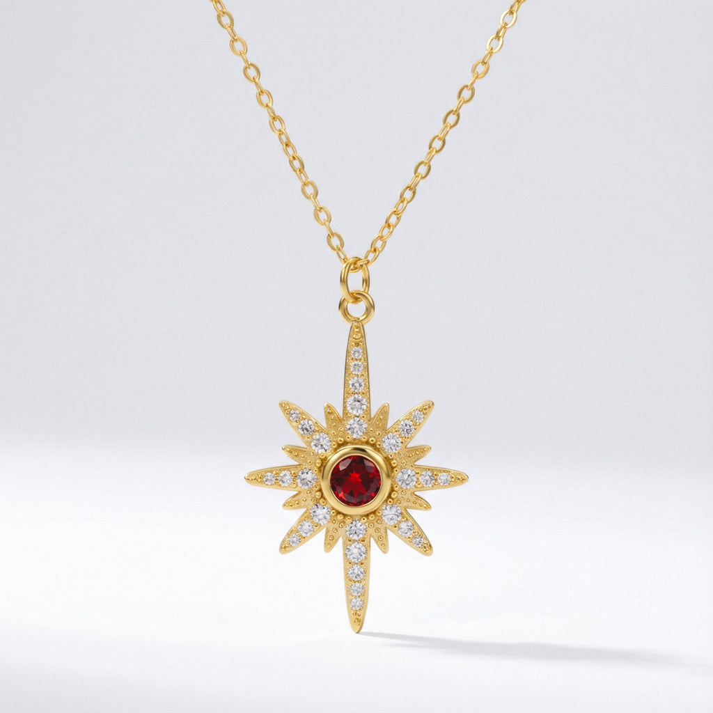 Heidi North Star Birthstone Necklace | 18K Gold Plated