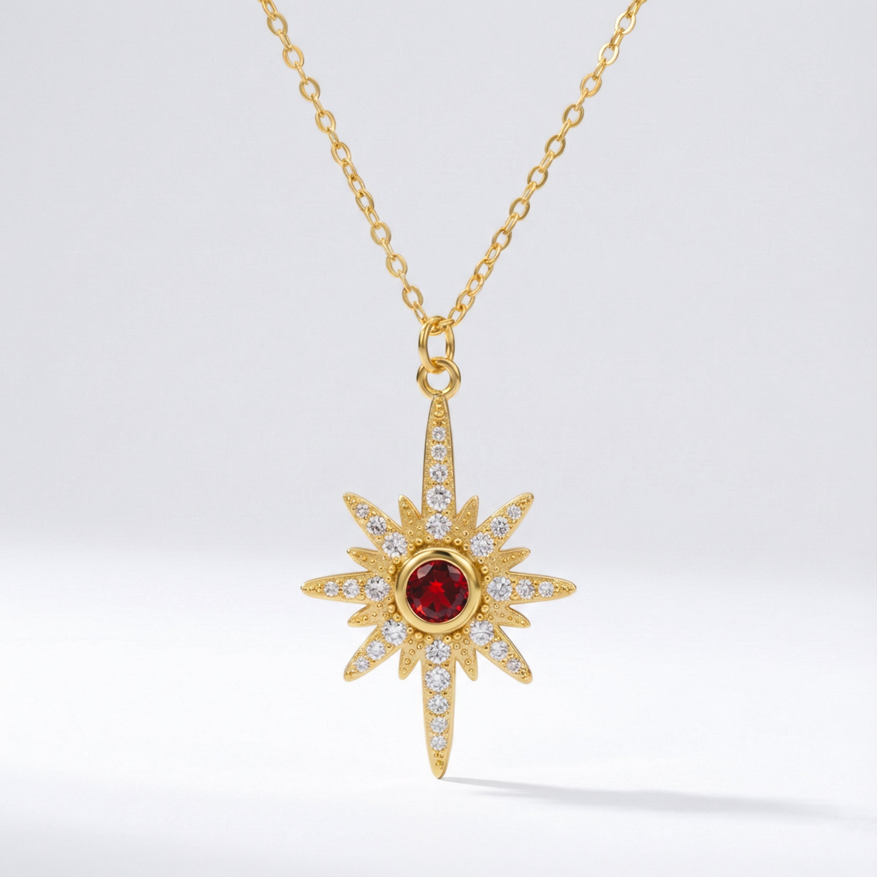 Heidi North Star Birthstone Necklace | 18K Gold Plated