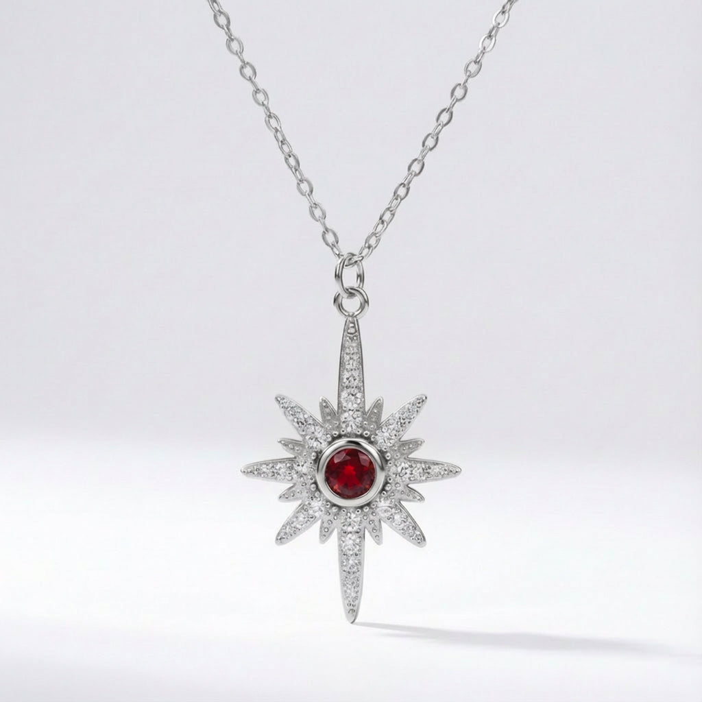 Heidi North Star Birthstone Necklace | 925 Sterling Silver