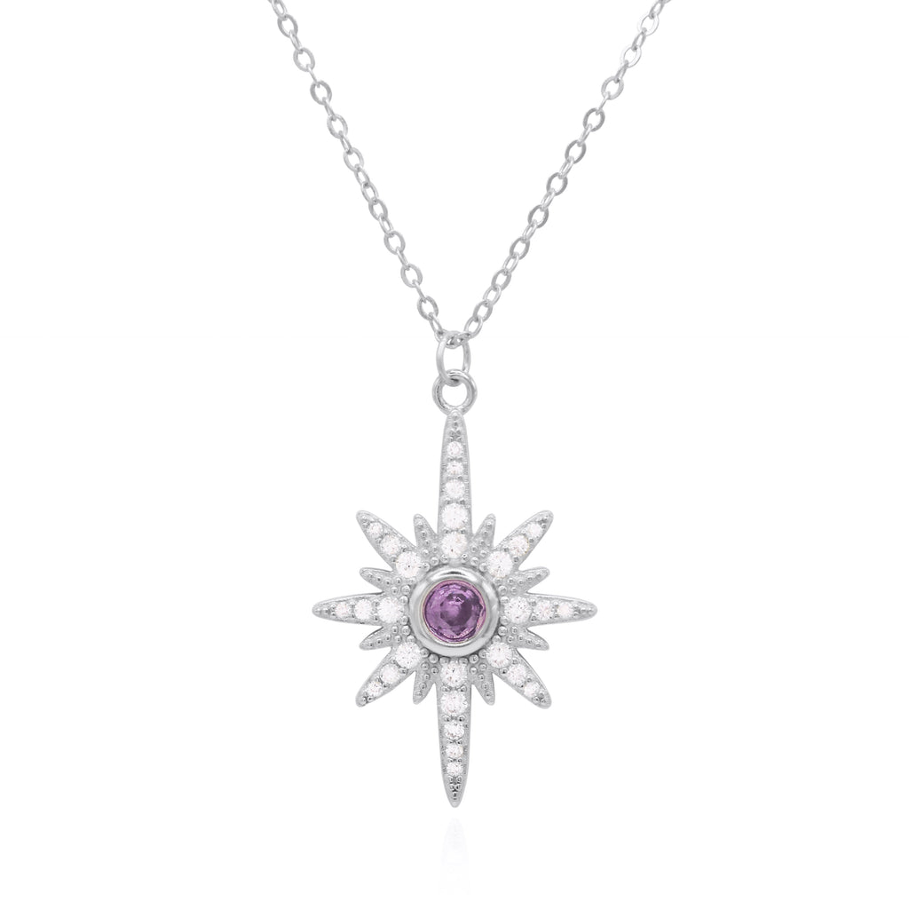 Heidi North Star Birthstone Necklace | 925 Sterling Silver