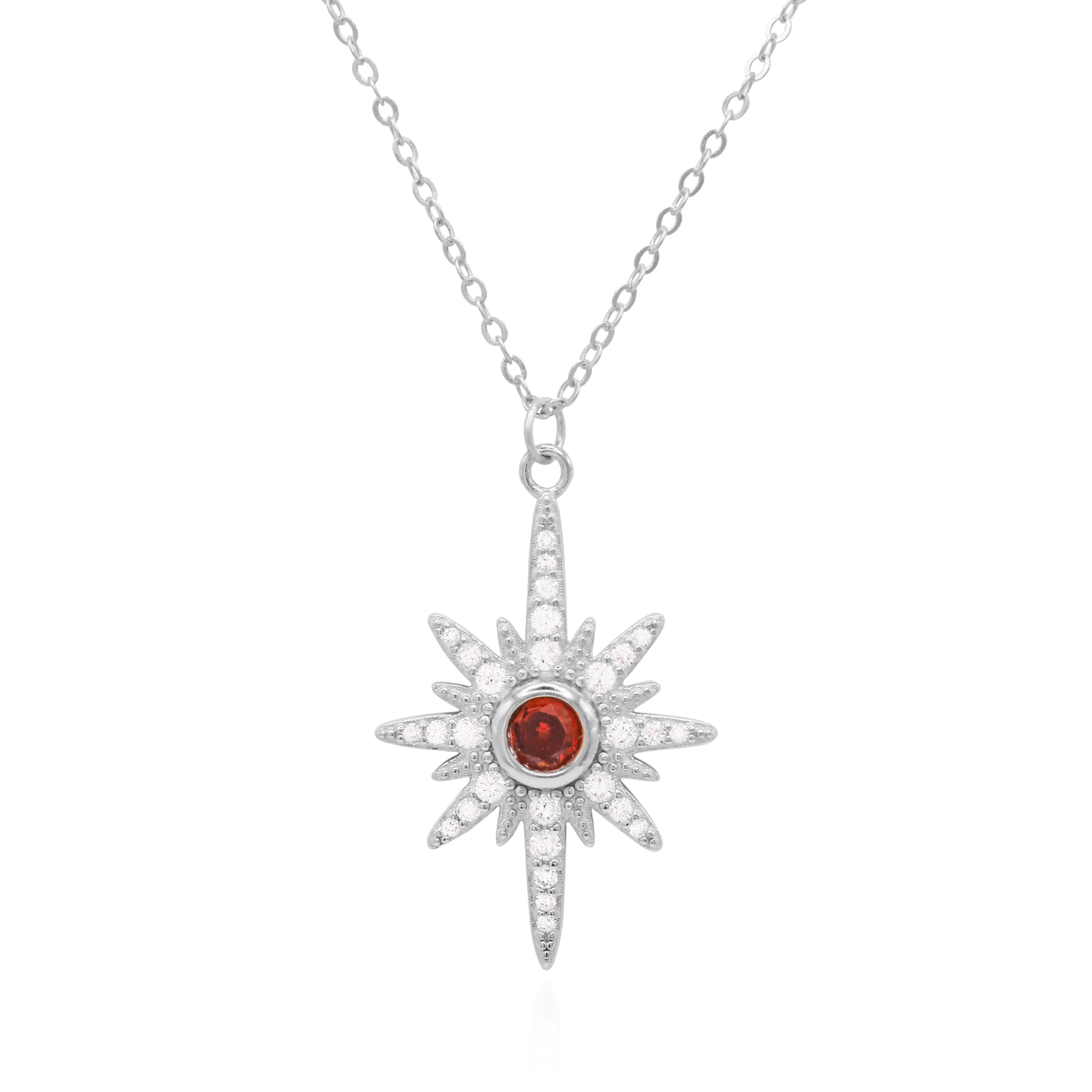 Heidi North Star Birthstone Necklace | 925 Sterling Silver
