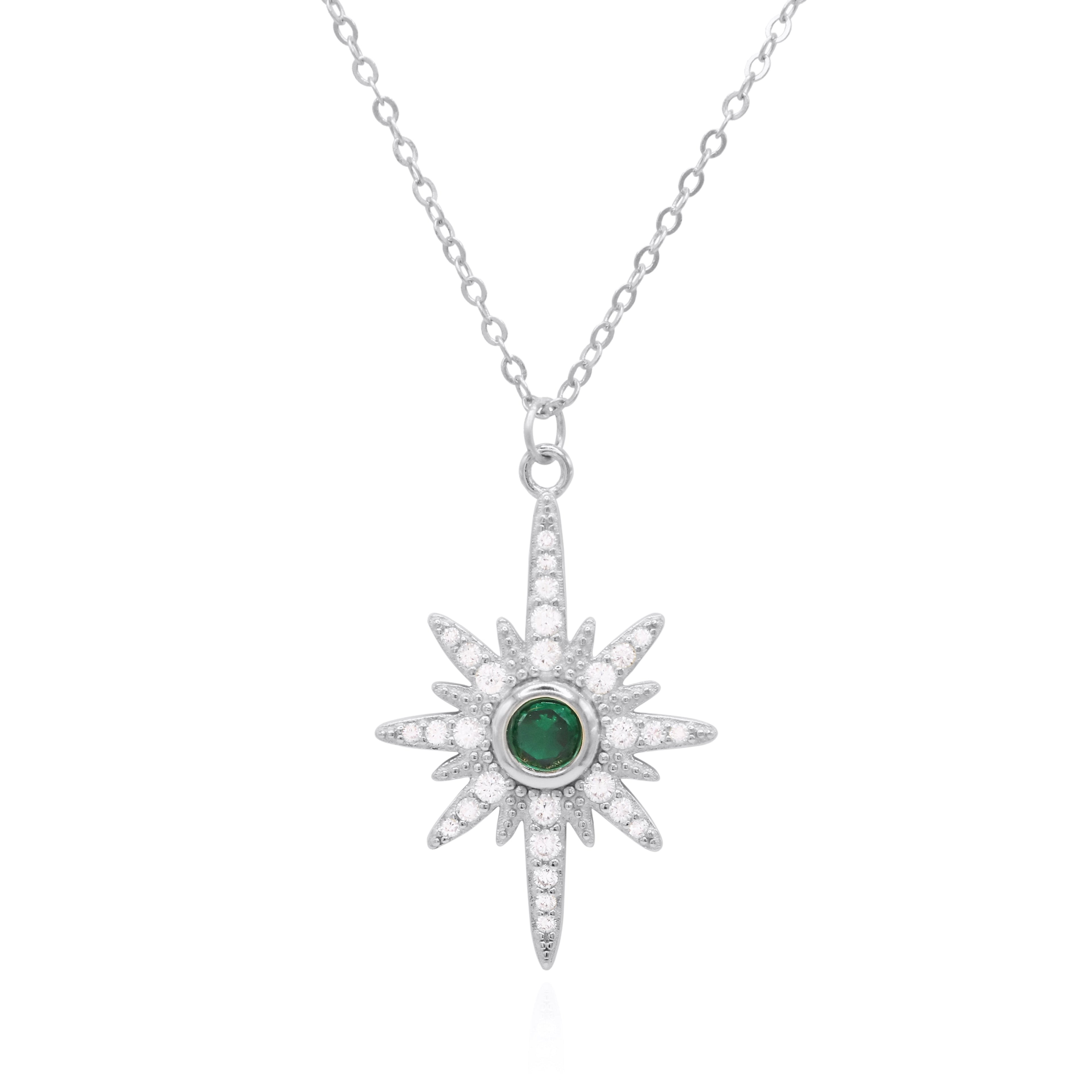 Heidi North Star Birthstone Necklace | 925 Sterling Silver