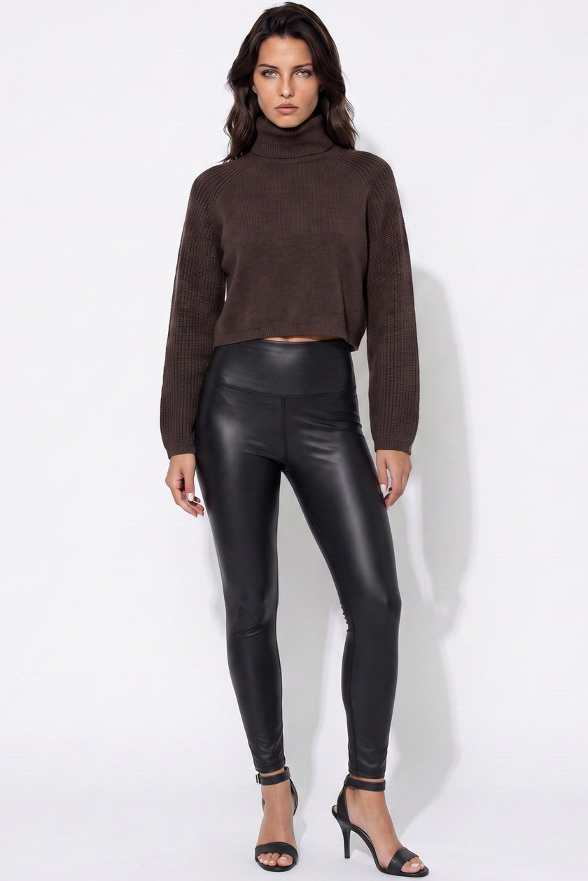 Black High‑Waist Leather‑Look Leggings