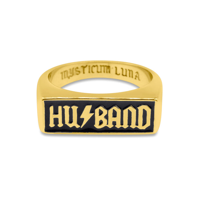 Husband Enamel Gold Signet Ring